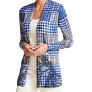 Talbots 100% Pure Merino Wool Houndstooth Paisley Cardigan Sweater Size Medium